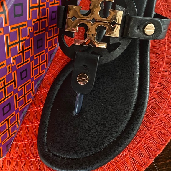 Tory Burch Shoes - Tory Burch Miller Metal-Logo Leather Sandal Sz 8